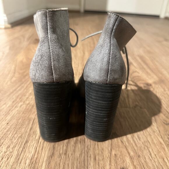🍷ASOS grey open toe heeled ankle booties size 5 - Picture 5 of 8
